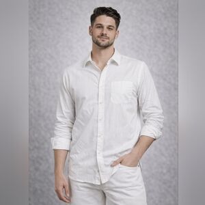Tommy Bahama White Button Down Shirt Men’s L 17 32/33 Long Sleeve